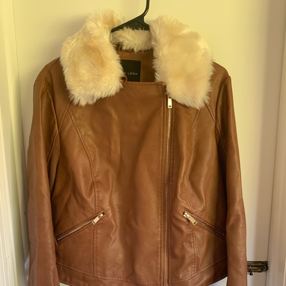New Look Faux Leather Cognac Jacket